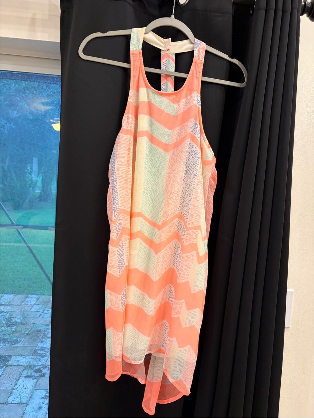 Charlotte Russe Coral Geometric High-Low Halter Dress XS